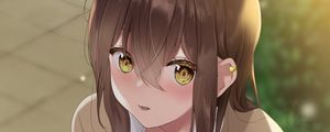 Preview wallpaper girl, schoolgirl, glance, phone, anime