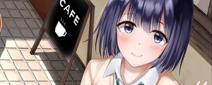 Preview wallpaper girl, schoolgirl, glance, gesture, anime, art