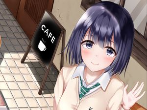 Preview wallpaper girl, schoolgirl, glance, gesture, anime, art