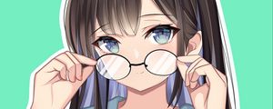 Preview wallpaper girl, schoolgirl, glance, glasses, anime