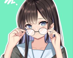 Preview wallpaper girl, schoolgirl, glance, glasses, anime