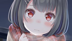 Preview wallpaper girl, schoolgirl, glance, scarf, anime, cute