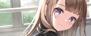 Preview wallpaper girl, schoolgirl, glance, smile, anime
