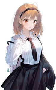 Preview wallpaper girl, schoolgirl, glance, skirt, anime