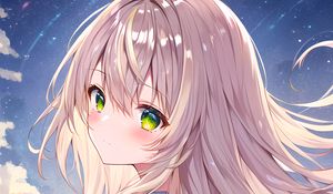 Preview wallpaper girl, schoolgirl, glance, face, anime, art