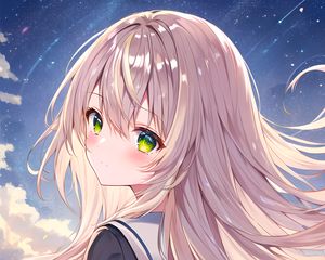 Preview wallpaper girl, schoolgirl, glance, face, anime, art