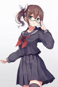 Preview wallpaper girl, schoolgirl, glasses, uniform, anime