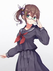 Preview wallpaper girl, schoolgirl, glasses, uniform, anime