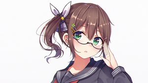 Preview wallpaper girl, schoolgirl, glasses, uniform, anime