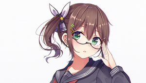 Preview wallpaper girl, schoolgirl, glasses, uniform, anime