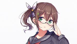 Preview wallpaper girl, schoolgirl, glasses, uniform, anime