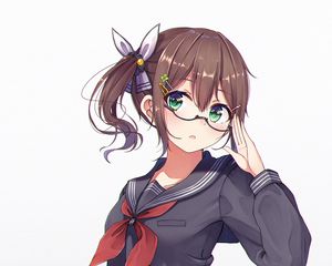 Preview wallpaper girl, schoolgirl, glasses, uniform, anime