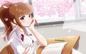 Preview wallpaper girl, schoolgirl, note, anime, art