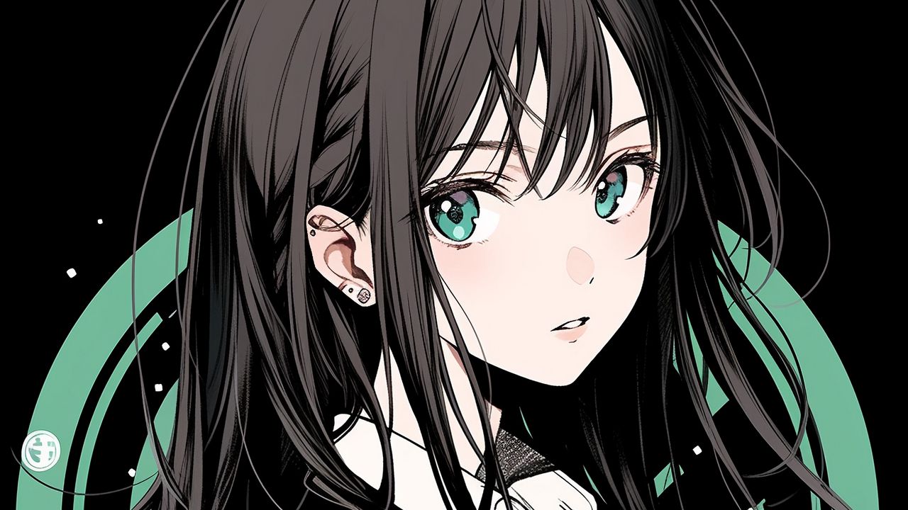 Wallpaper girl, schoolgirl, piercing, tie, anime