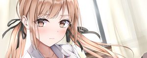 Preview wallpaper girl, schoolgirl, ponytails, glance, anime