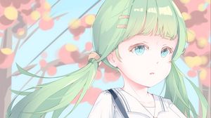 Preview wallpaper girl, schoolgirl, ponytails, anime