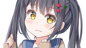 Preview wallpaper girl, schoolgirl, ponytails, anime, art