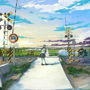 Preview wallpaper girl, schoolgirl, railroad, anime, art