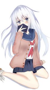 Preview wallpaper girl, schoolgirl, sailor suit, book, anime