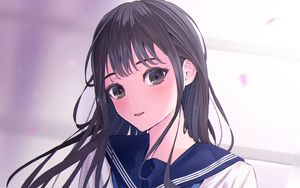 Preview wallpaper girl, schoolgirl, sailor suit, anime, art