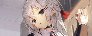 Preview wallpaper girl, schoolgirl, school, glance, anime