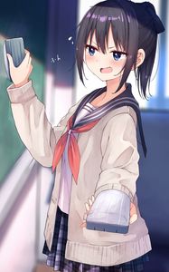 Preview wallpaper girl, schoolgirl, school, anime