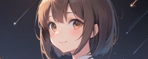 Preview wallpaper girl, schoolgirl, smile, stars, anime