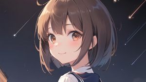 Preview wallpaper girl, schoolgirl, smile, stars, anime