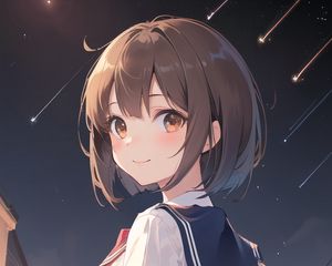 Preview wallpaper girl, schoolgirl, smile, stars, anime