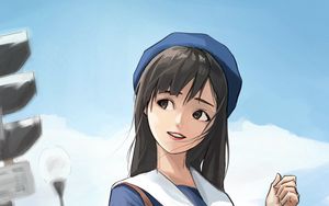 Preview wallpaper girl, schoolgirl, smile, glance, anime