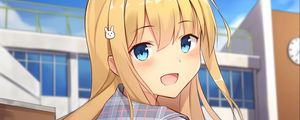 Preview wallpaper girl, schoolgirl, smile, gesture, anime