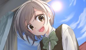 Preview wallpaper girl, schoolgirl, smile, anime, art