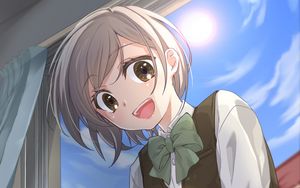 Preview wallpaper girl, schoolgirl, smile, anime, art