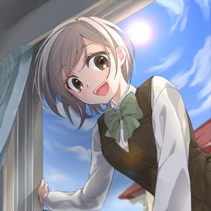 Preview wallpaper girl, schoolgirl, smile, anime, art