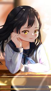 Preview wallpaper girl, schoolgirl, smile, anime