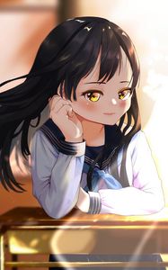 Preview wallpaper girl, schoolgirl, smile, anime