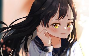 Preview wallpaper girl, schoolgirl, smile, anime