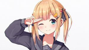 Preview wallpaper girl, schoolgirl, smile, gesture, anime, art