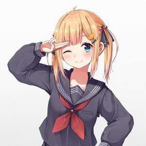 Preview wallpaper girl, schoolgirl, smile, gesture, anime, art