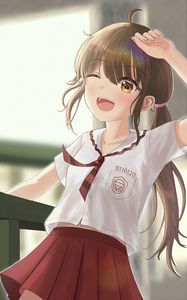 Preview wallpaper girl, schoolgirl, smile, uniform, anime