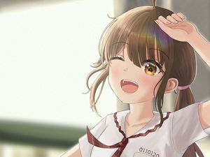 Preview wallpaper girl, schoolgirl, smile, uniform, anime