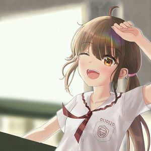 Preview wallpaper girl, schoolgirl, smile, uniform, anime