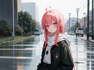 Preview wallpaper girl, schoolgirl, street, cars, anime
