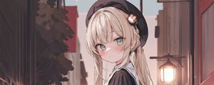 Preview wallpaper girl, schoolgirl, street, anime, art