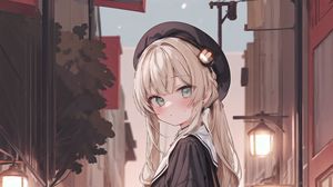 Preview wallpaper girl, schoolgirl, street, anime, art