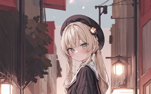 Preview wallpaper girl, schoolgirl, street, anime, art