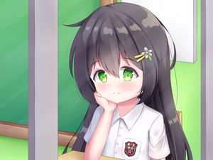 Preview wallpaper girl, schoolgirl, study, anime