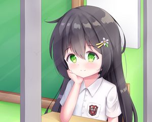 Preview wallpaper girl, schoolgirl, study, anime