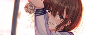 Preview wallpaper girl, schoolgirl, tears, sad, anime