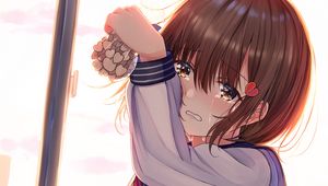 Preview wallpaper girl, schoolgirl, tears, sad, anime